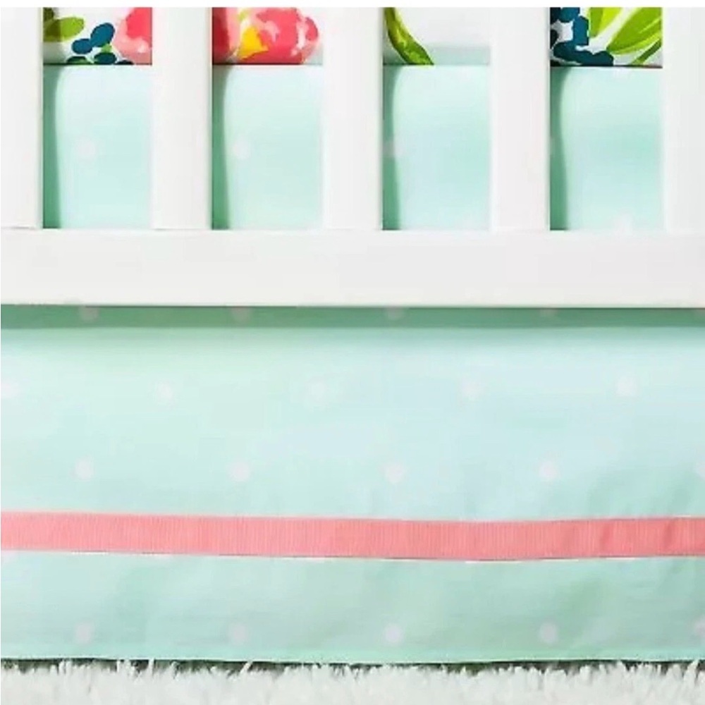 Cloud Island Mint and Pink Crib Bedding
